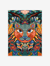 Mexican Floral Cat Poster, Mexican Animal Print