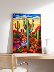 Mexican Cactus Poster, Mexican Interior Print