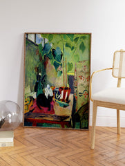 Cat With House Plant Poster by Oskar Moll, Oskar Moll Print