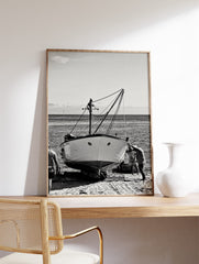 Black and White Sailboat Poster, Photographic Sailboat Print