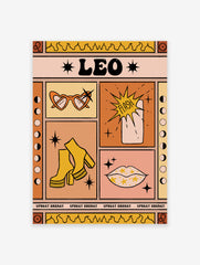 Leo Zodiac Poster, Leo Zodiac Star Sign Print