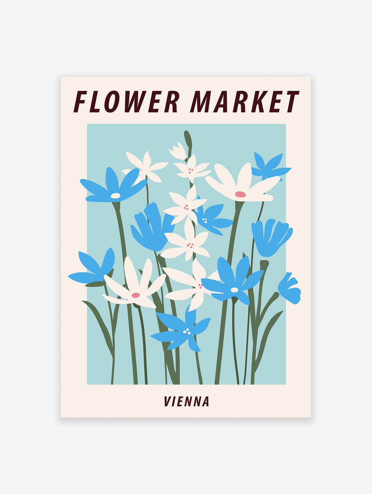 Flower Market Vienna Poster, Austria Floral Print