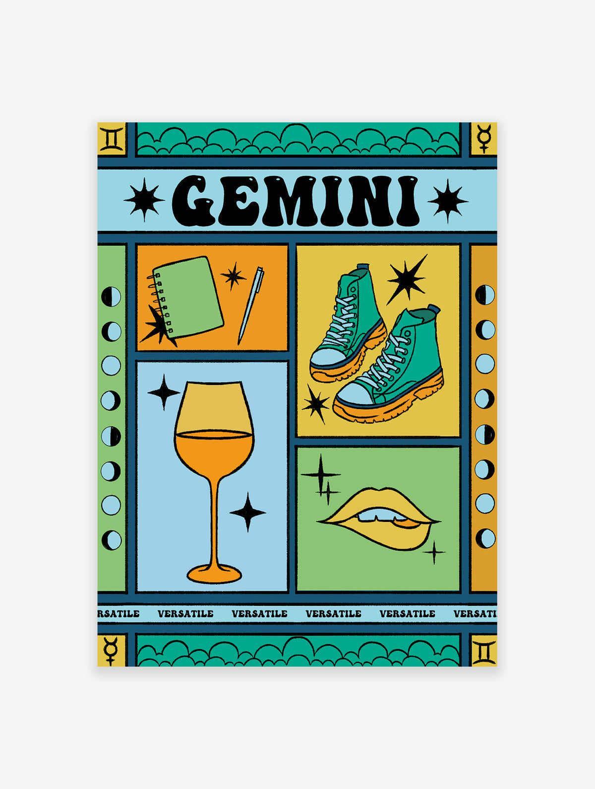 Gemini Zodiac Poster, Gemini Zodiac Star Sign Print