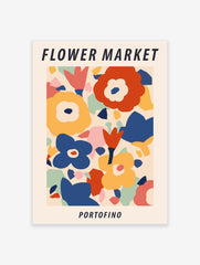 Flower Market Portofino Poster, Italian Floral Print