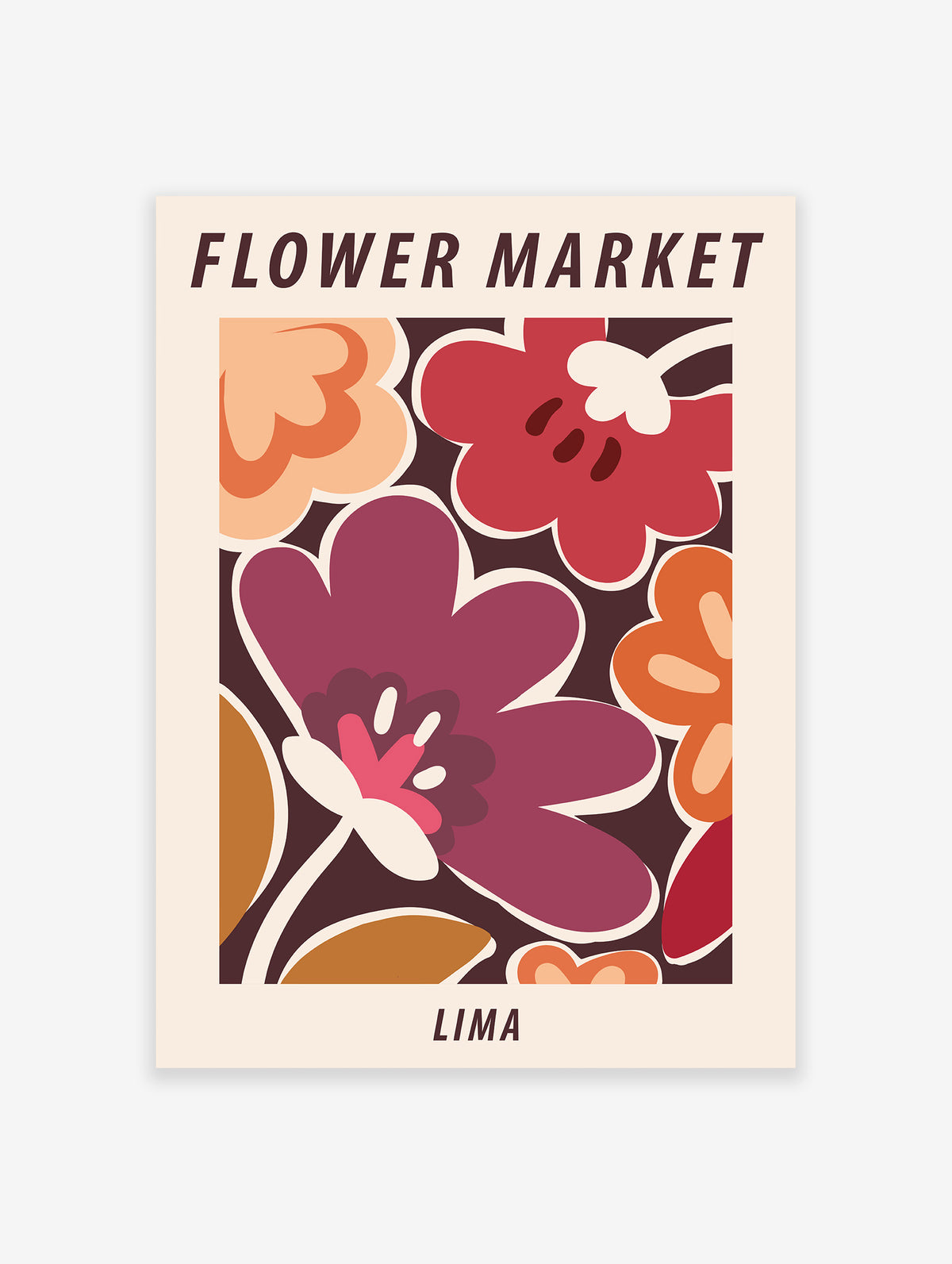 Flower Market Lima Poster, Floral Peru Print