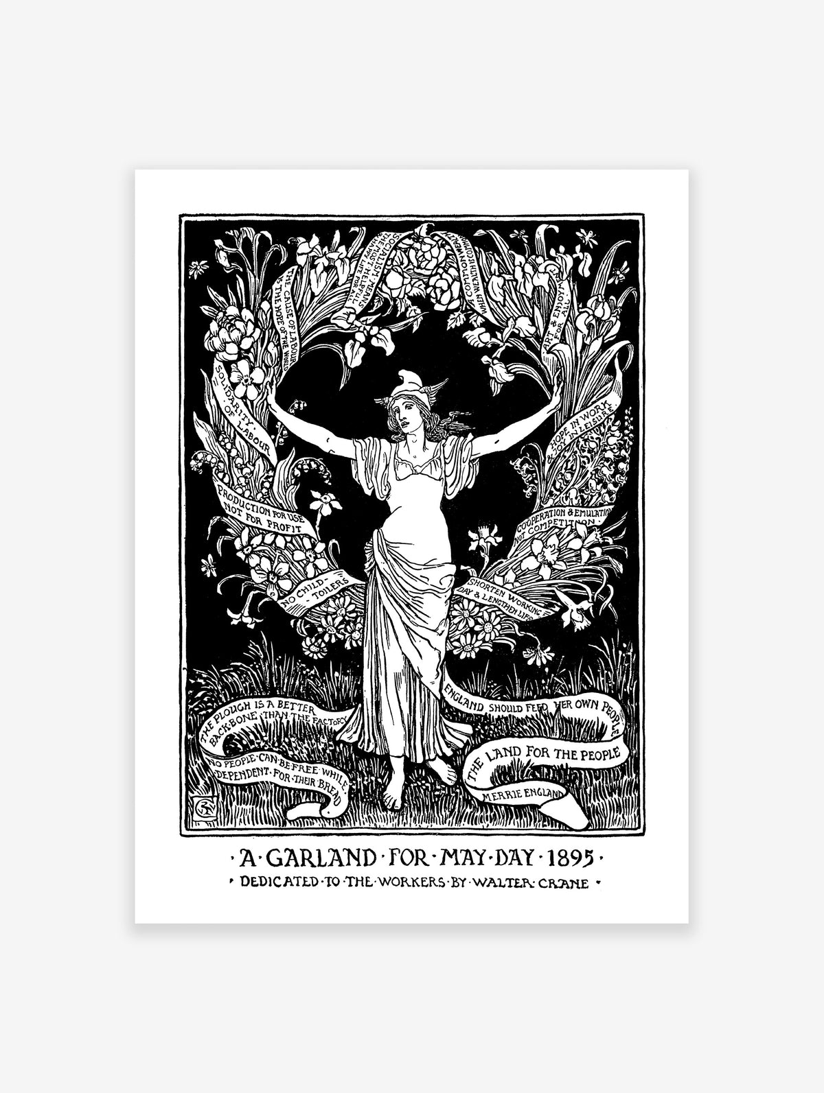 A Garland for May Day Poster by Walter Crane, Walter Crane Print