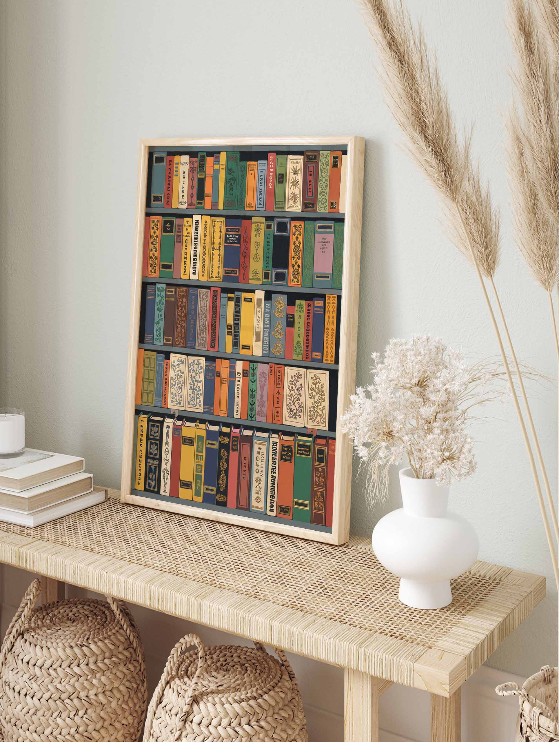 Vintage Bookshelf Poster