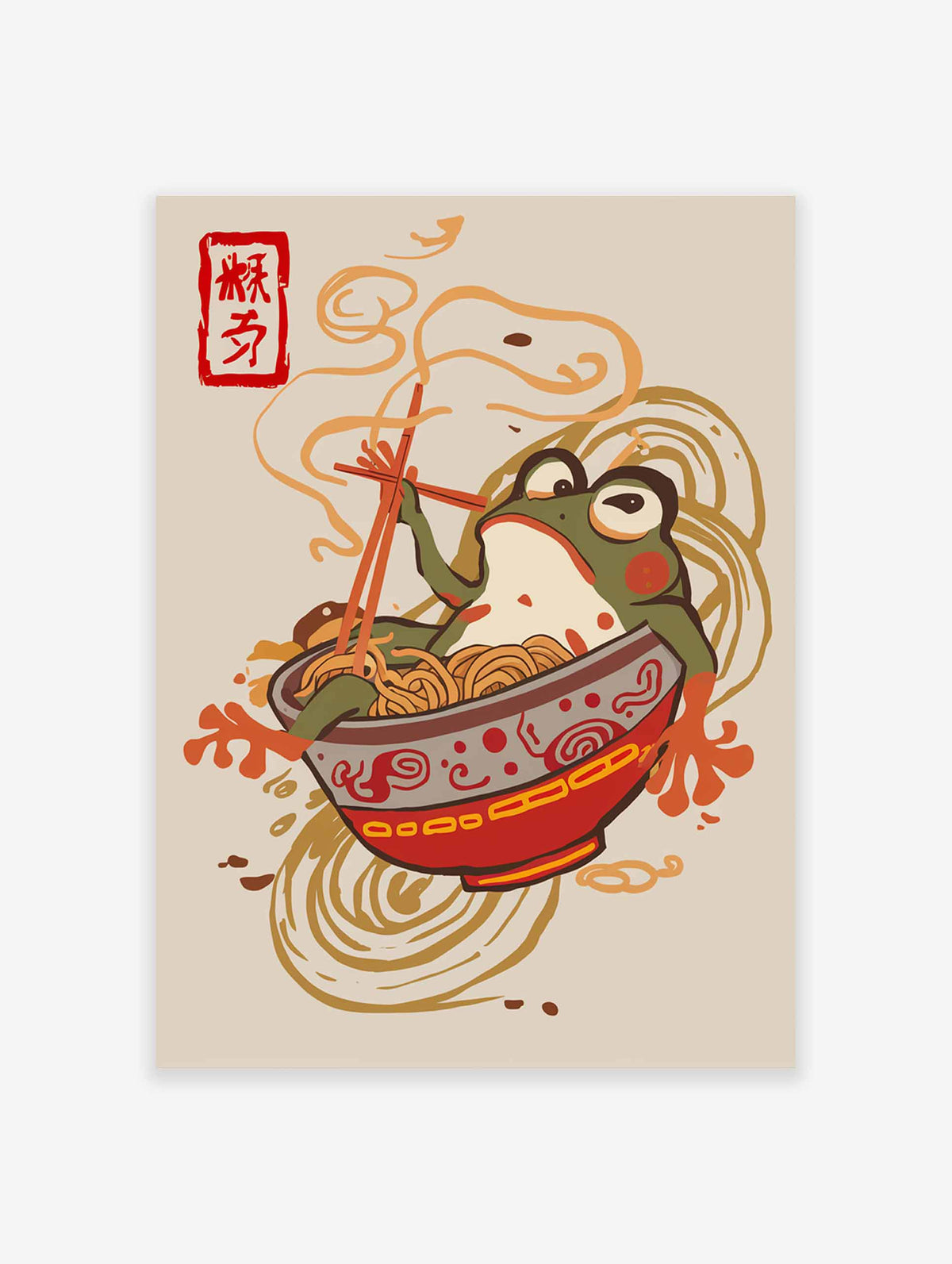 Frog Eating Ramen Poster