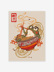 Frog Eating Ramen Poster