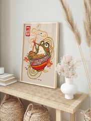 Frog Eating Ramen Poster