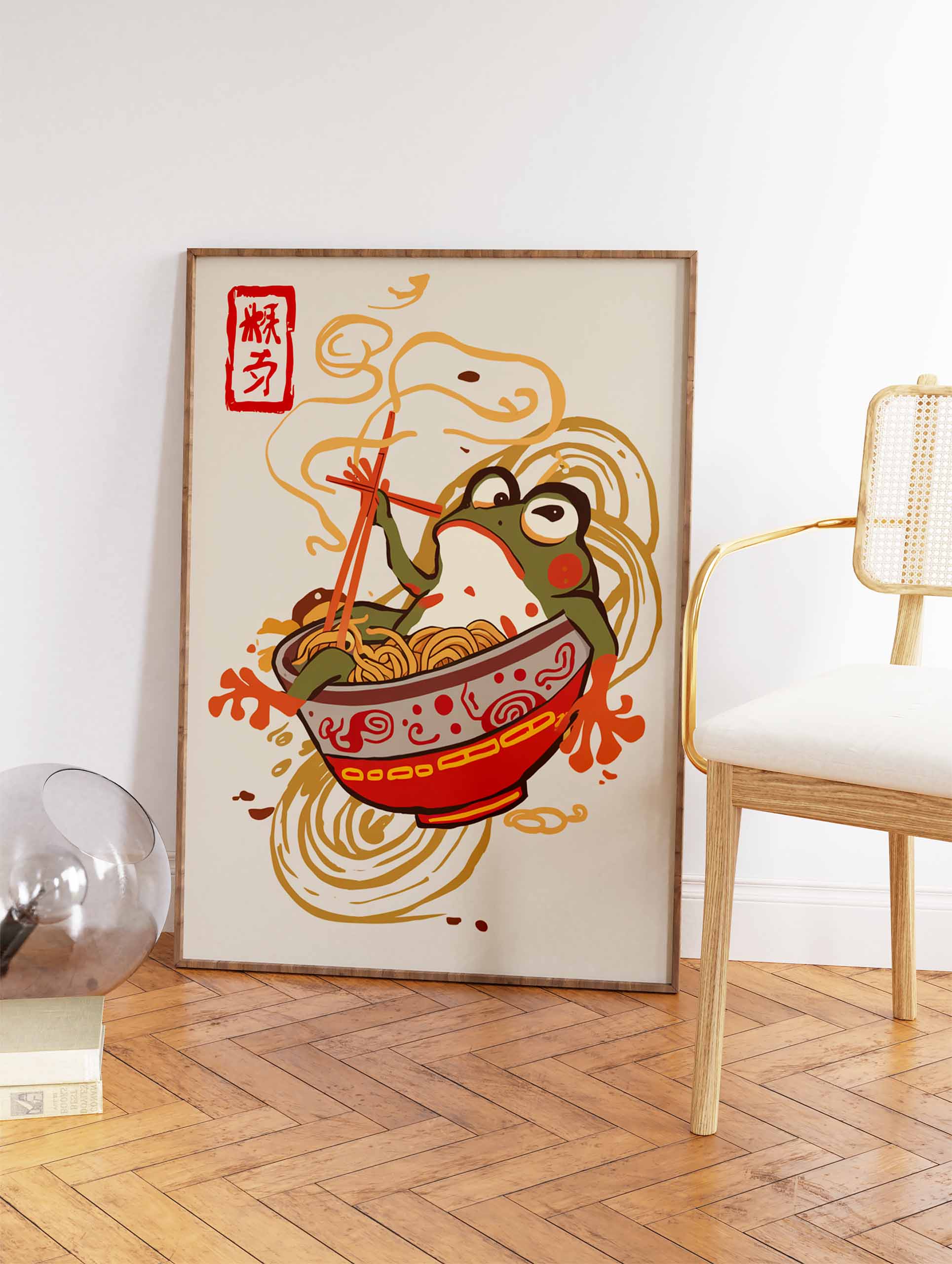 Frog Eating Ramen Poster