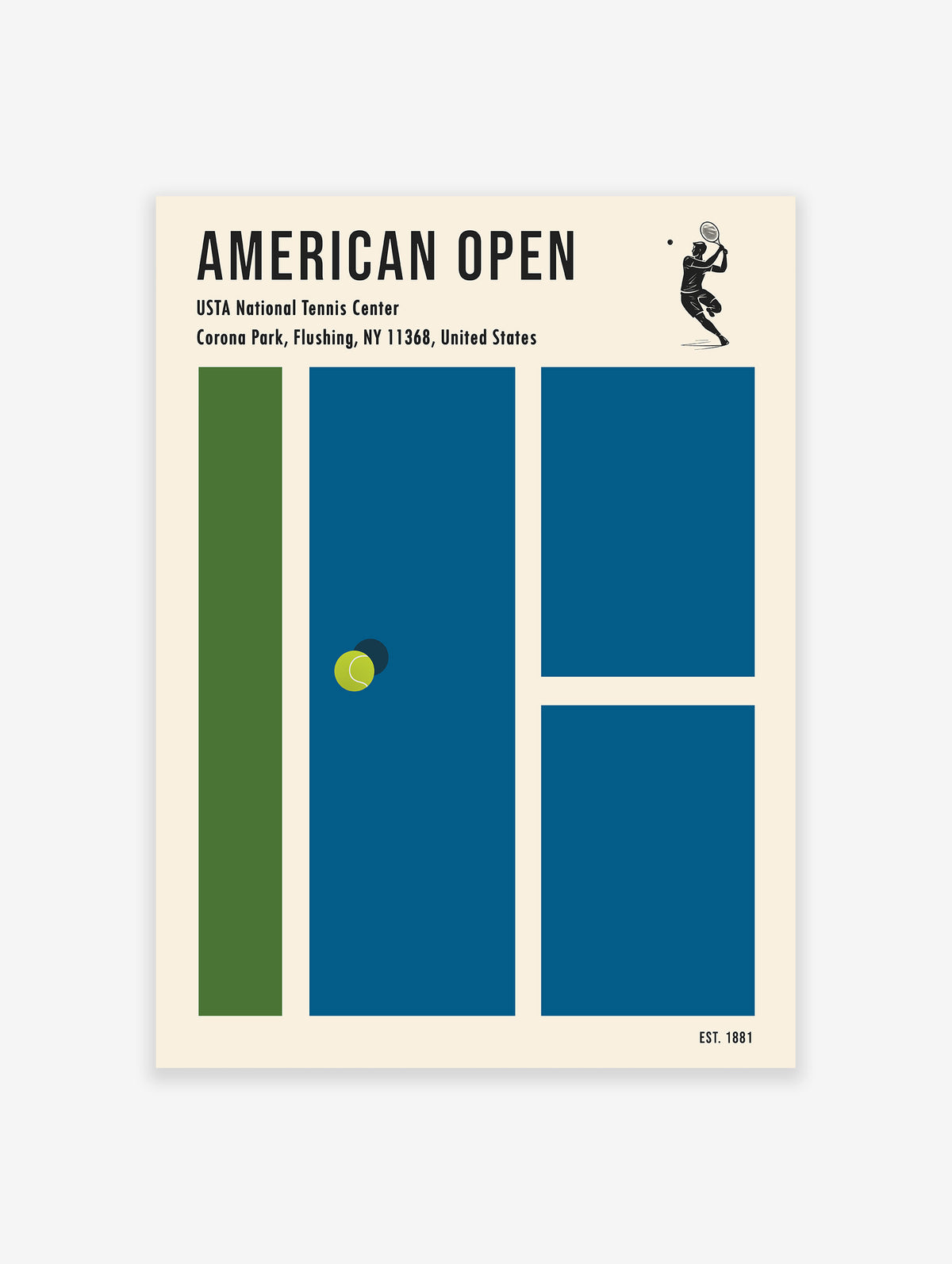 American Open Tennis Poster, Tennis Print