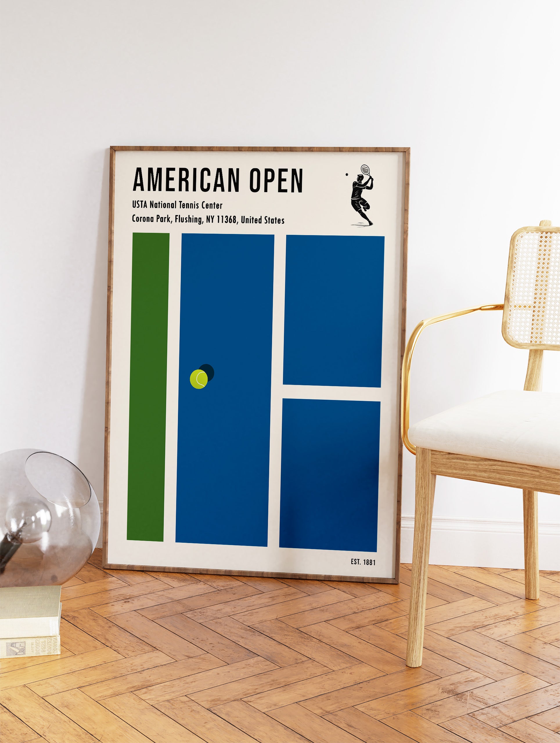 American Open Tennis Poster, Tennis Print