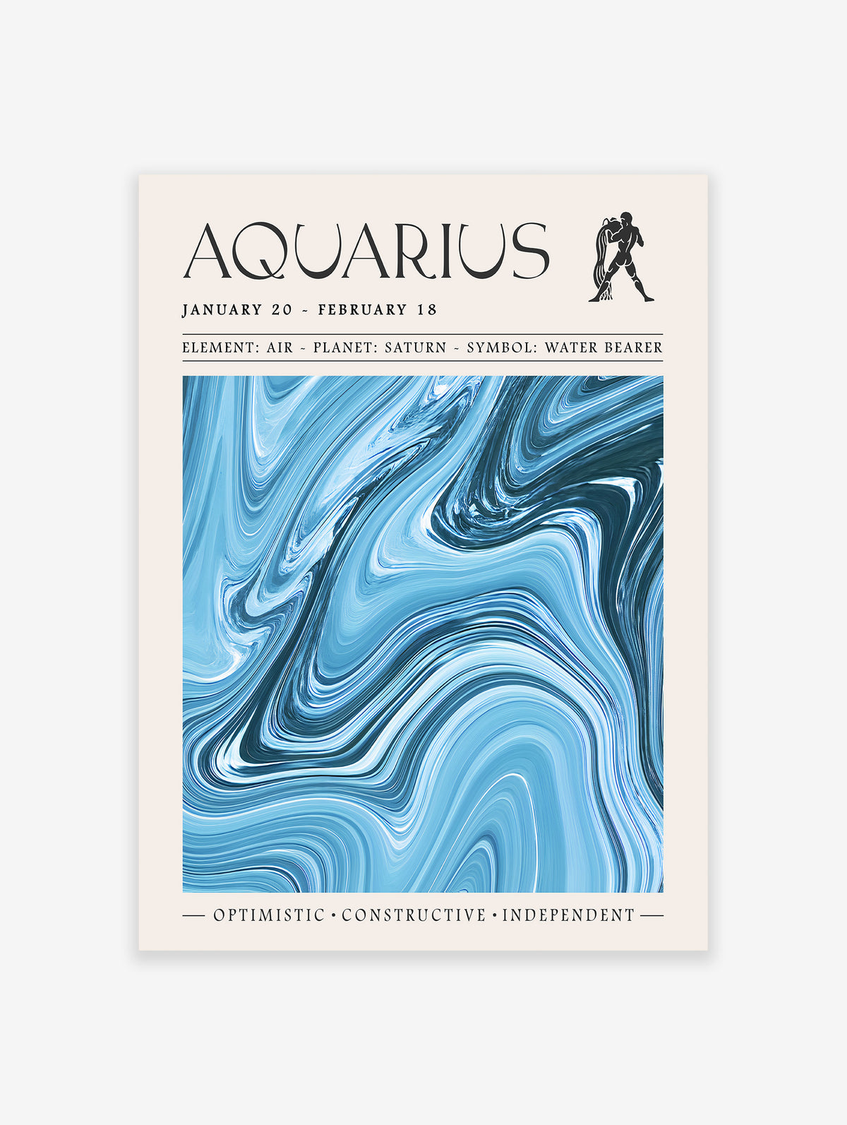 Aquarius Poster, Zodiac Print