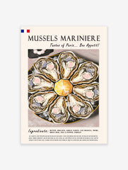 Mussels Mariniere Food Poster, French Food Print