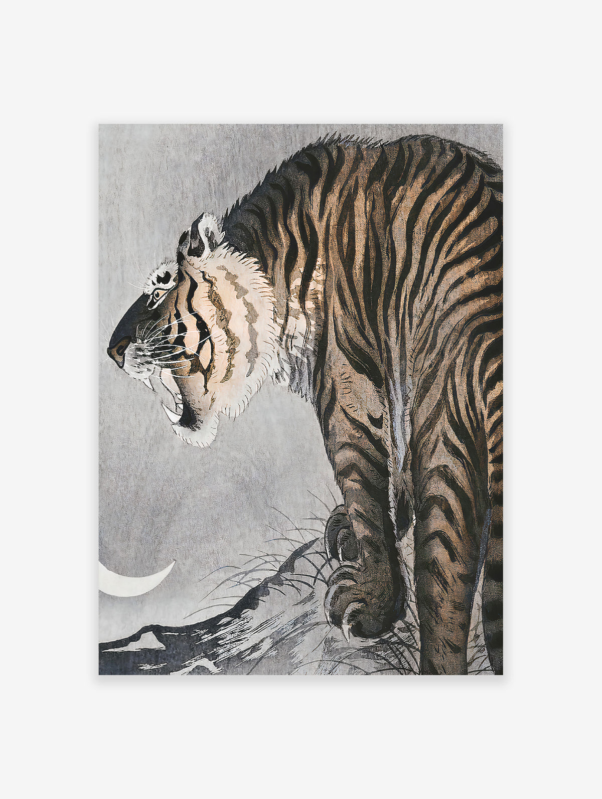 Tiger and Crescent Moon Poster by Ohara Koson, Ohara Koson Print