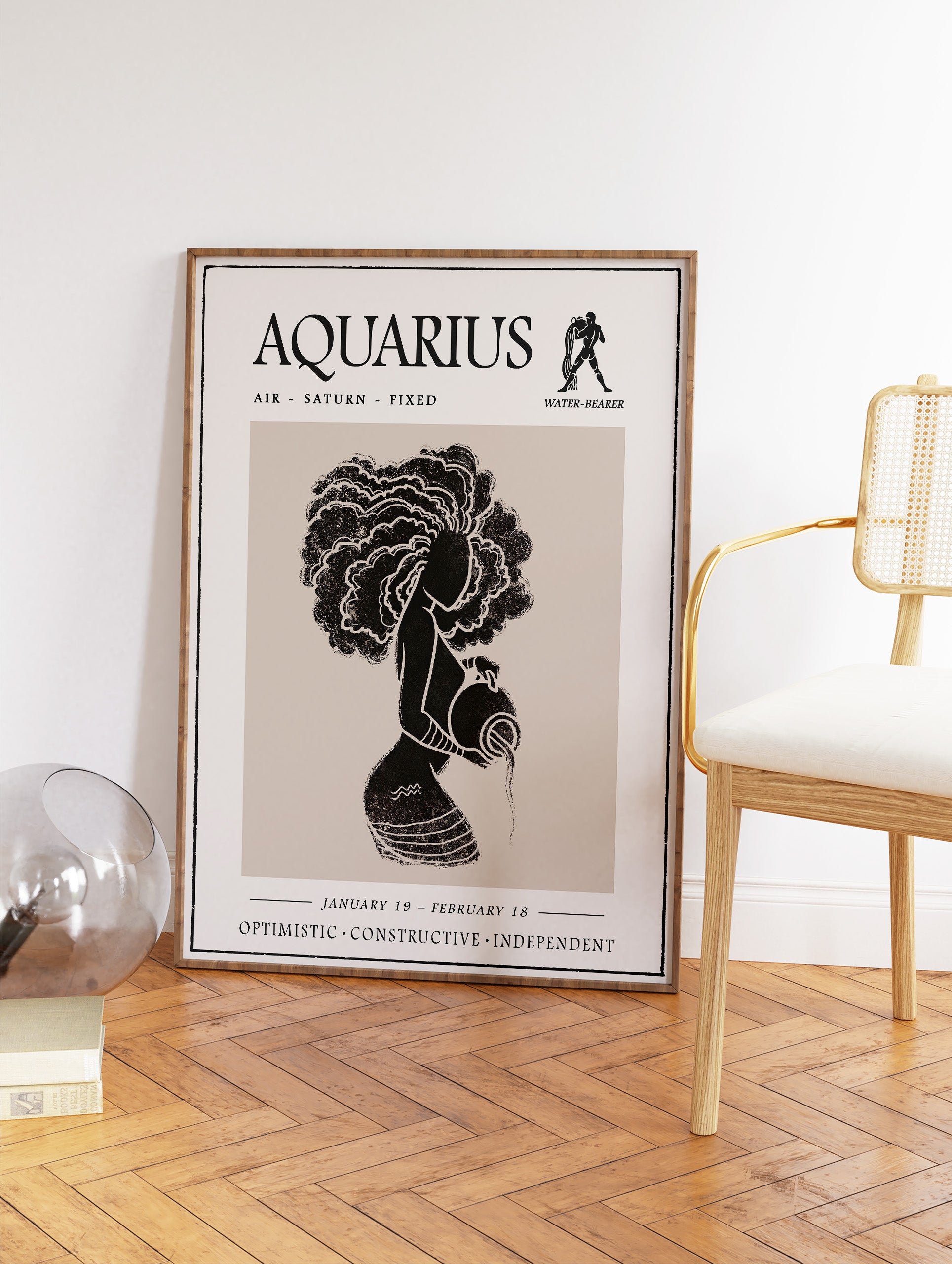 Aquarius Poster, Zodiac Star Sign Print