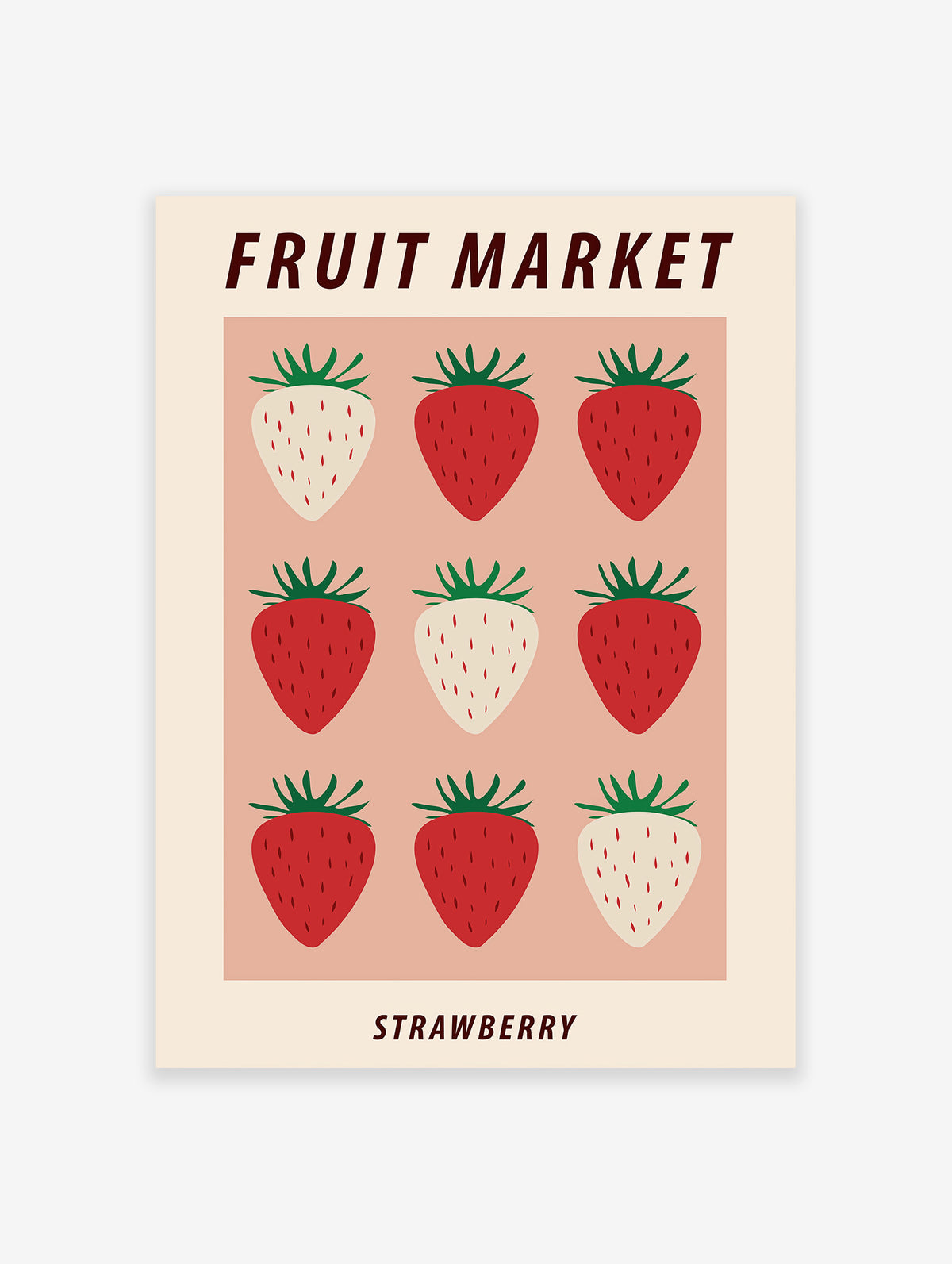 Strawberries Poster, Fruit Print