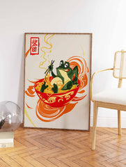 Kawaii Frog Ramen Japanese Noodle Poster