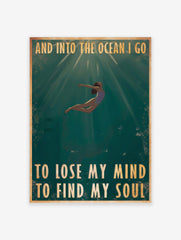 Into the Ocean I Go Spiritual Poster, Deep Sea Water Print