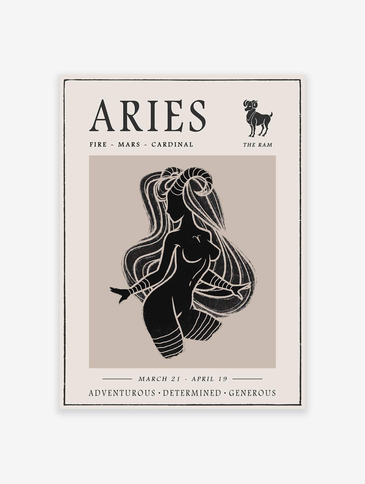 Aries Poster, Zodiac Star Sign Print