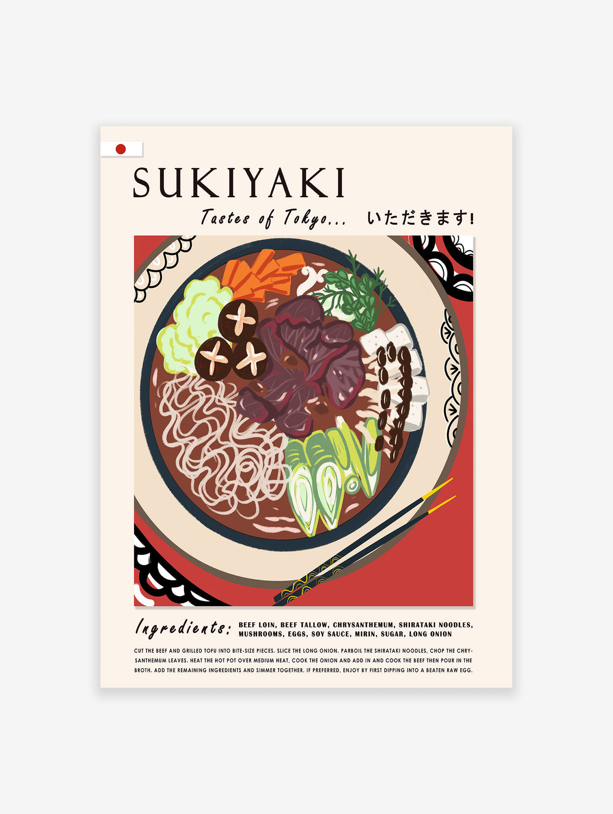 Sukiyaki Japanese Food Poster, Japanese Food Print