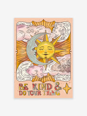 Sun and Moon Poster, Retro 70's Print