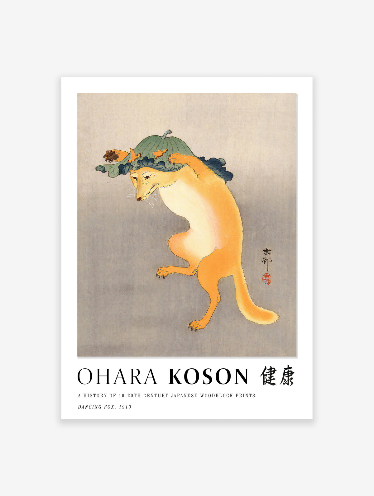 Dancing Fox Poster by Ohara Koson, Ohara Koson Print