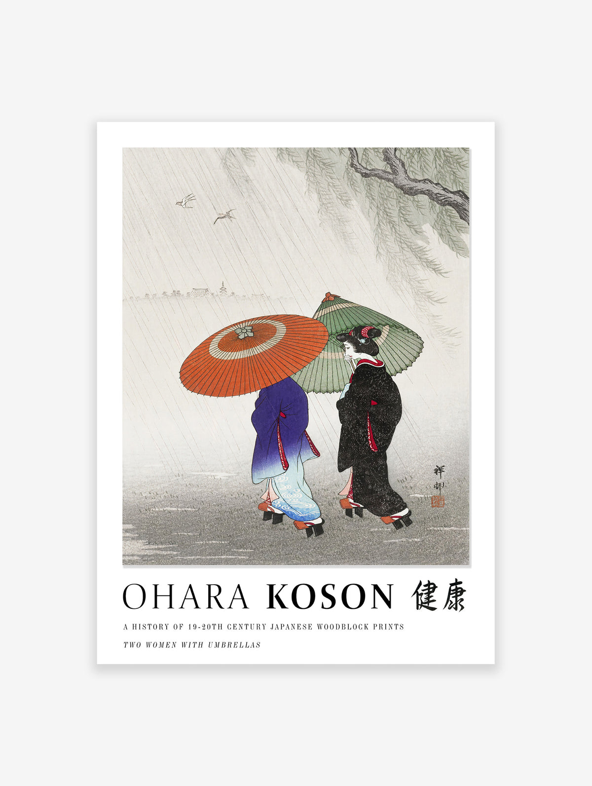 Two Women With Umbrellas Poster by Ohara Koson Print, Ohara Koson Print