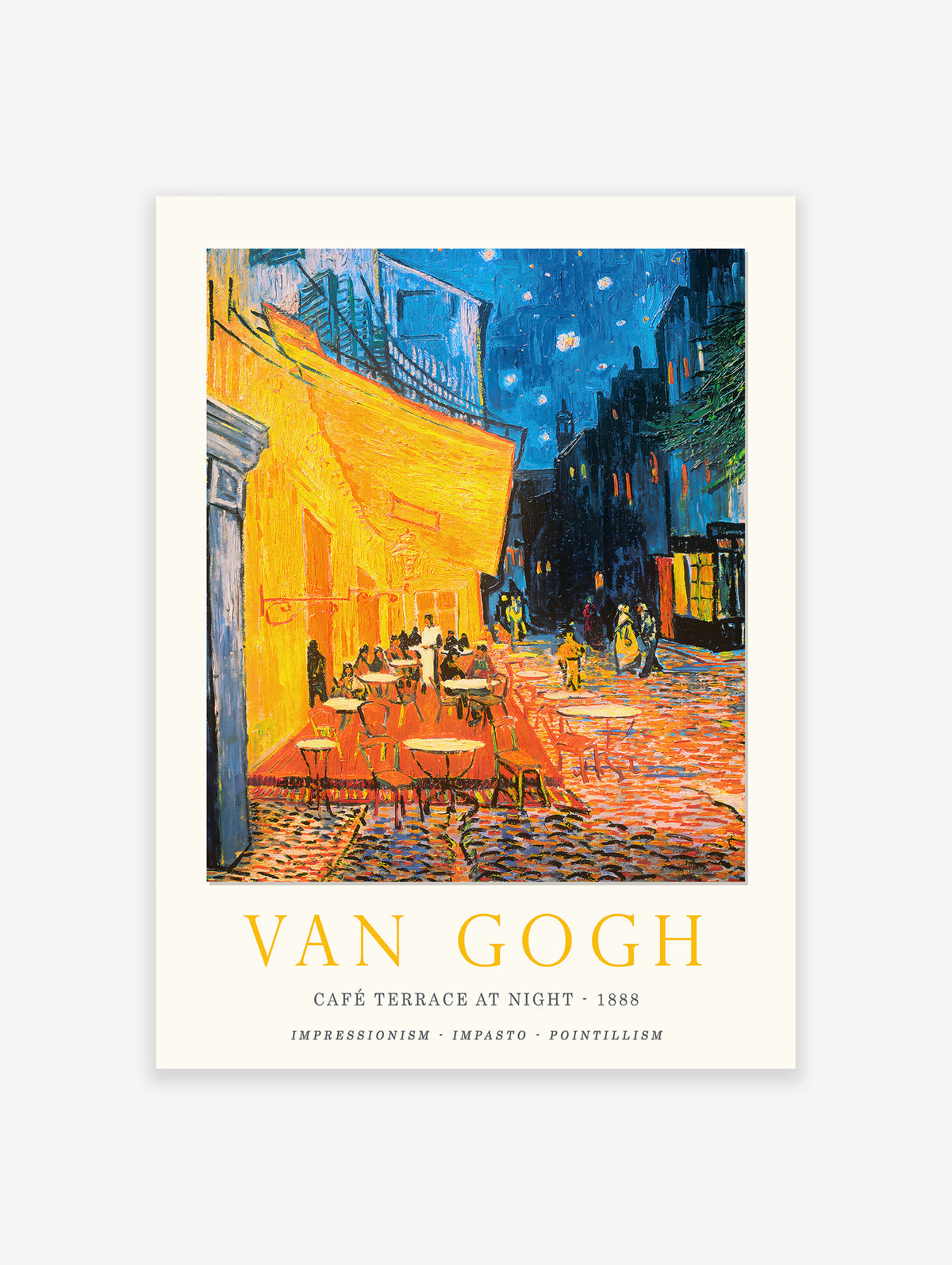 Cafe Terrace at Night Poster by Vincent Van Gogh, Vincent Van Gogh Print