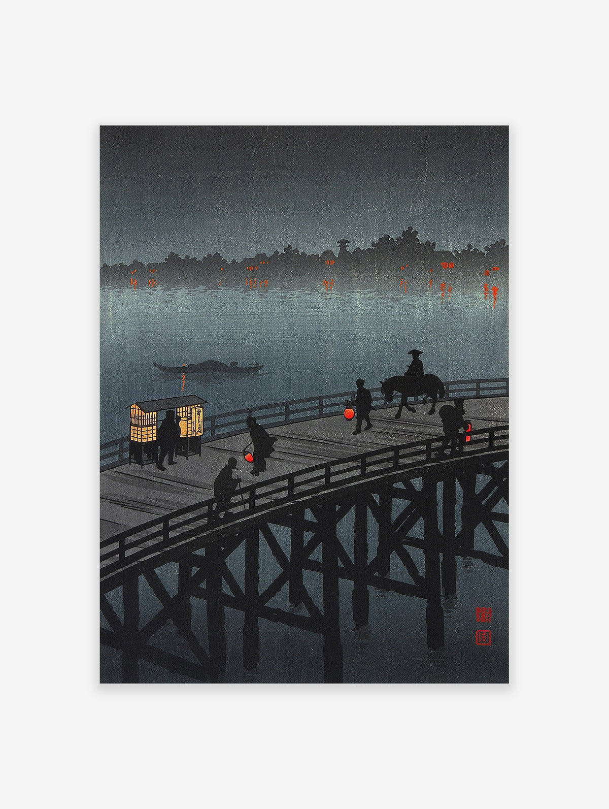 Night View Of Ohashi Bridge Poster Hiroshima Koho, Hiroshima Koho Print