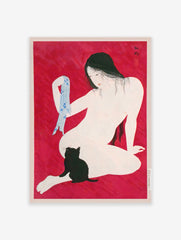 Nude with Black Cat Poster by Hiroaki Takahashi, Hiroaki Takahashi Print