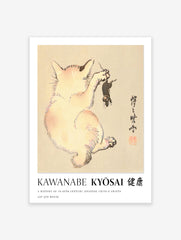 Cat & Mouse Poster by Kawanabe Kyosai, Kawanabe Kyosai Print