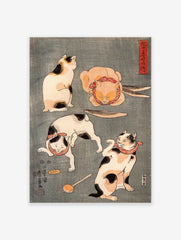 Japanese Cat Poster, Vintage Japanese Cat Print