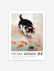 Cat and Goldfish Bowl Poster by Ohara Koson, Ohara Koson Print