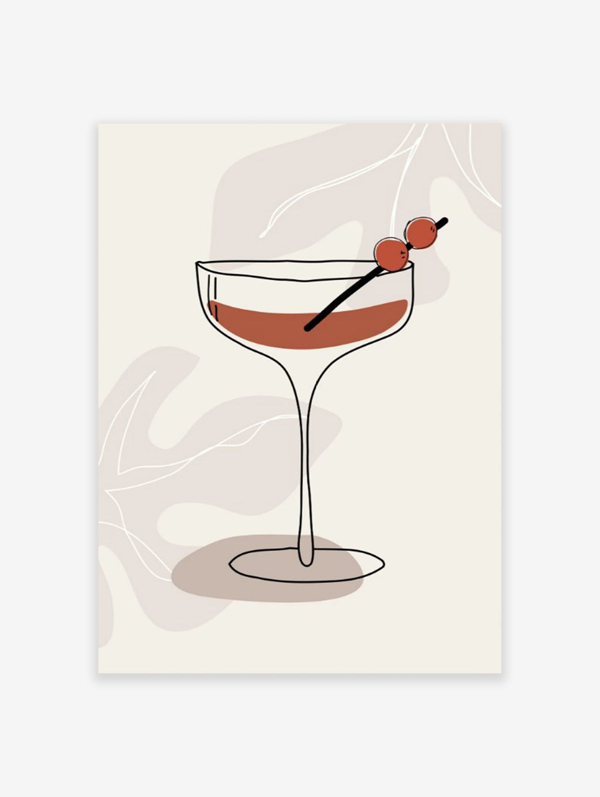 Vintage Cocktail Poster, Minimal Cocktail Print