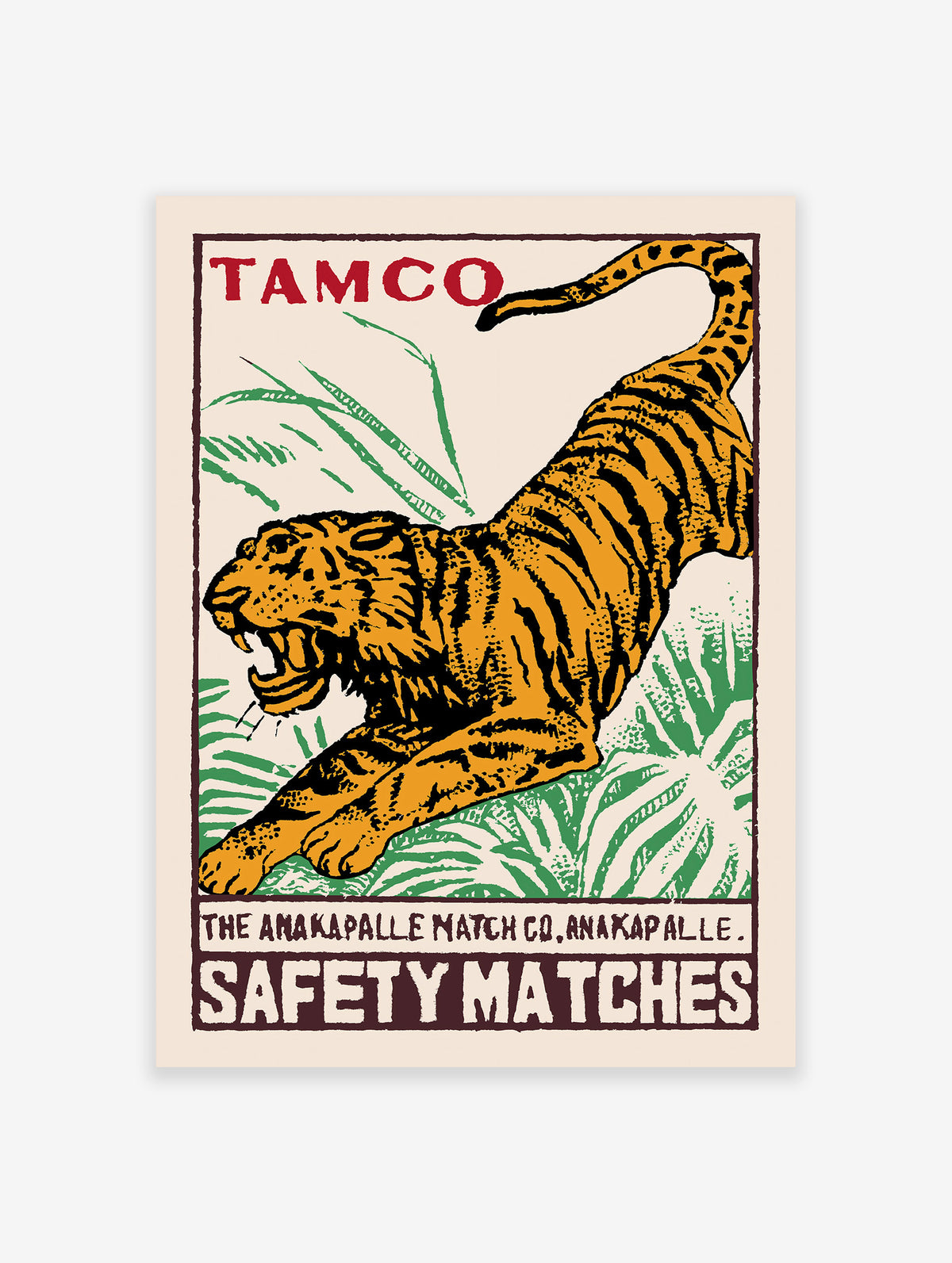 Tamco Tiger Matchbox Poster, Japanese Tiger Print