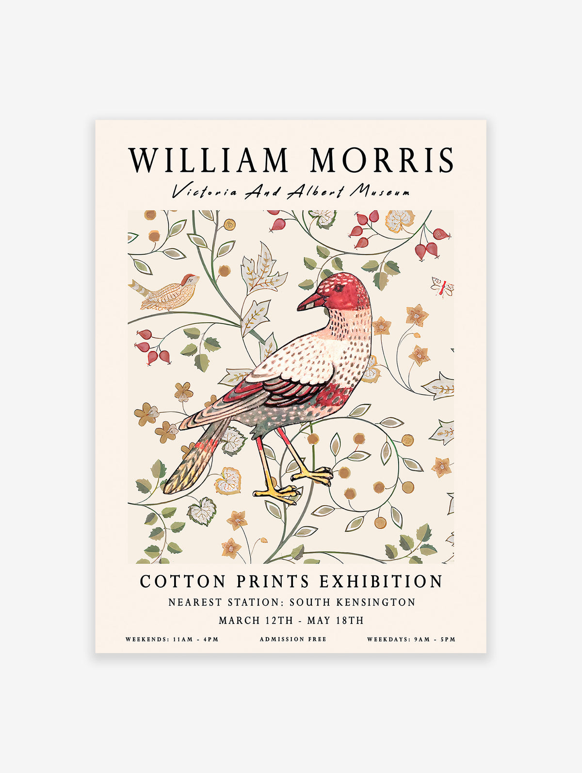 Floral Bird Poster by William Morris, William Morris Print