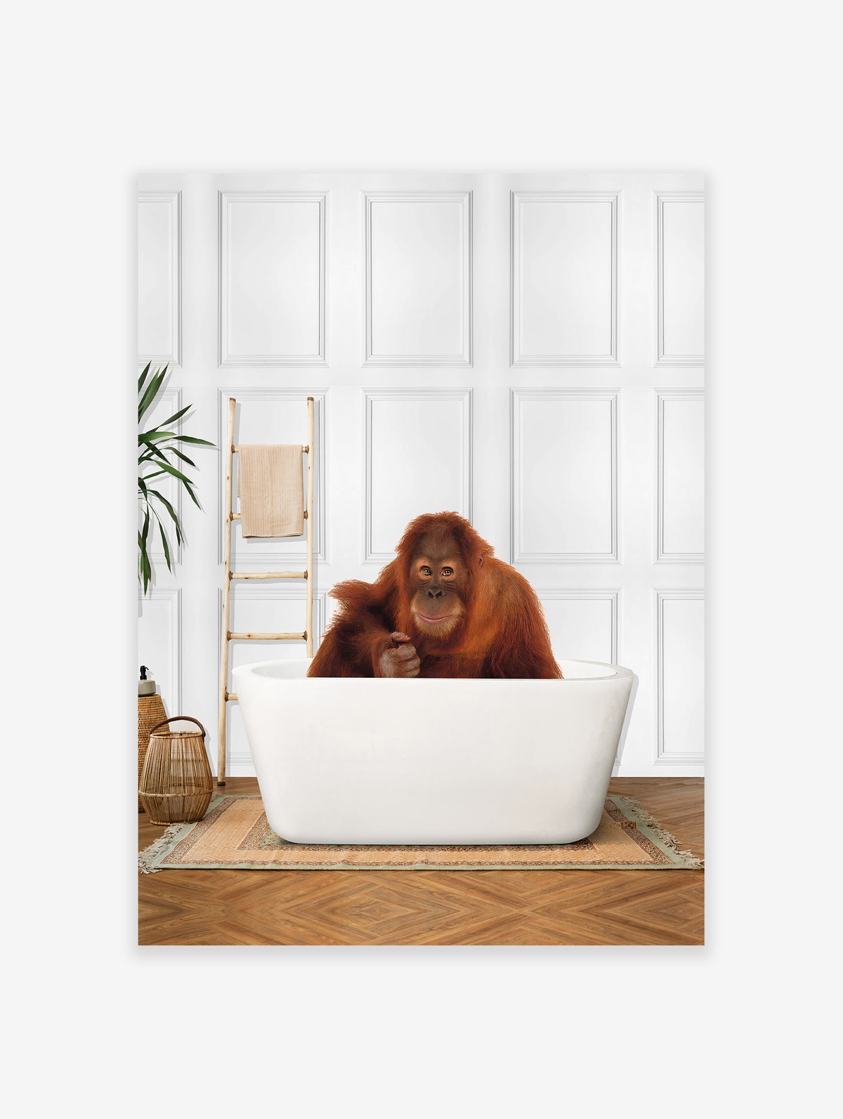 Orangutan in the Bathtub Poster, Orangutan Print