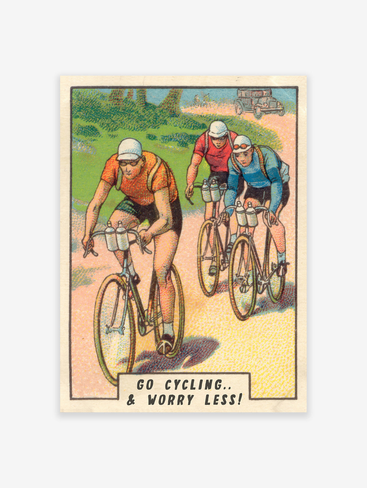 Vintage Cycling Poster, Go Cycling Worry Less Bike Print