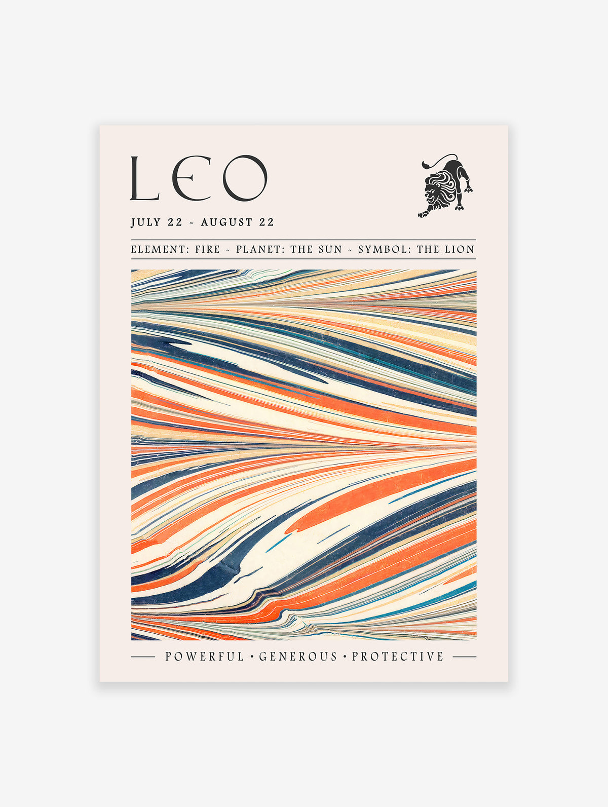 Leo Zodiac Star Sign Poster, Leo Star Sign Print