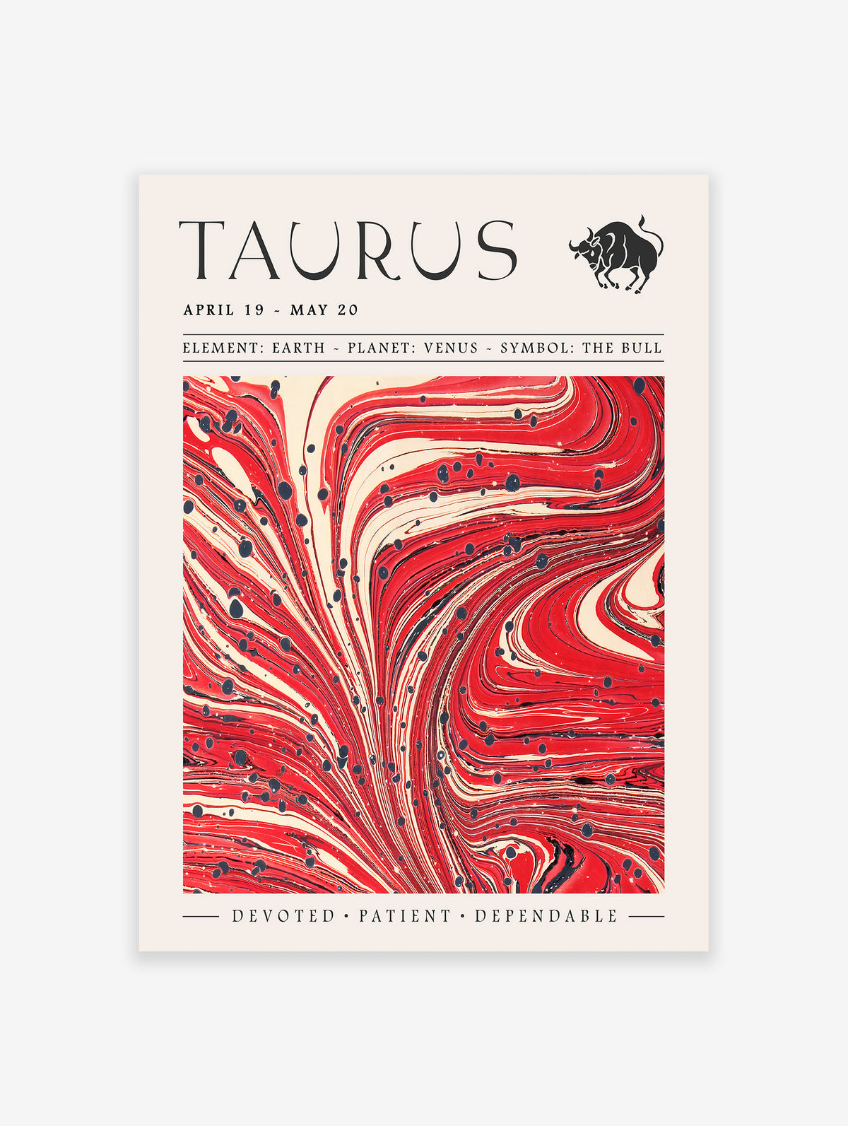 Taurus Zodiac Poster, Taurus Zodiac Star Sign Print