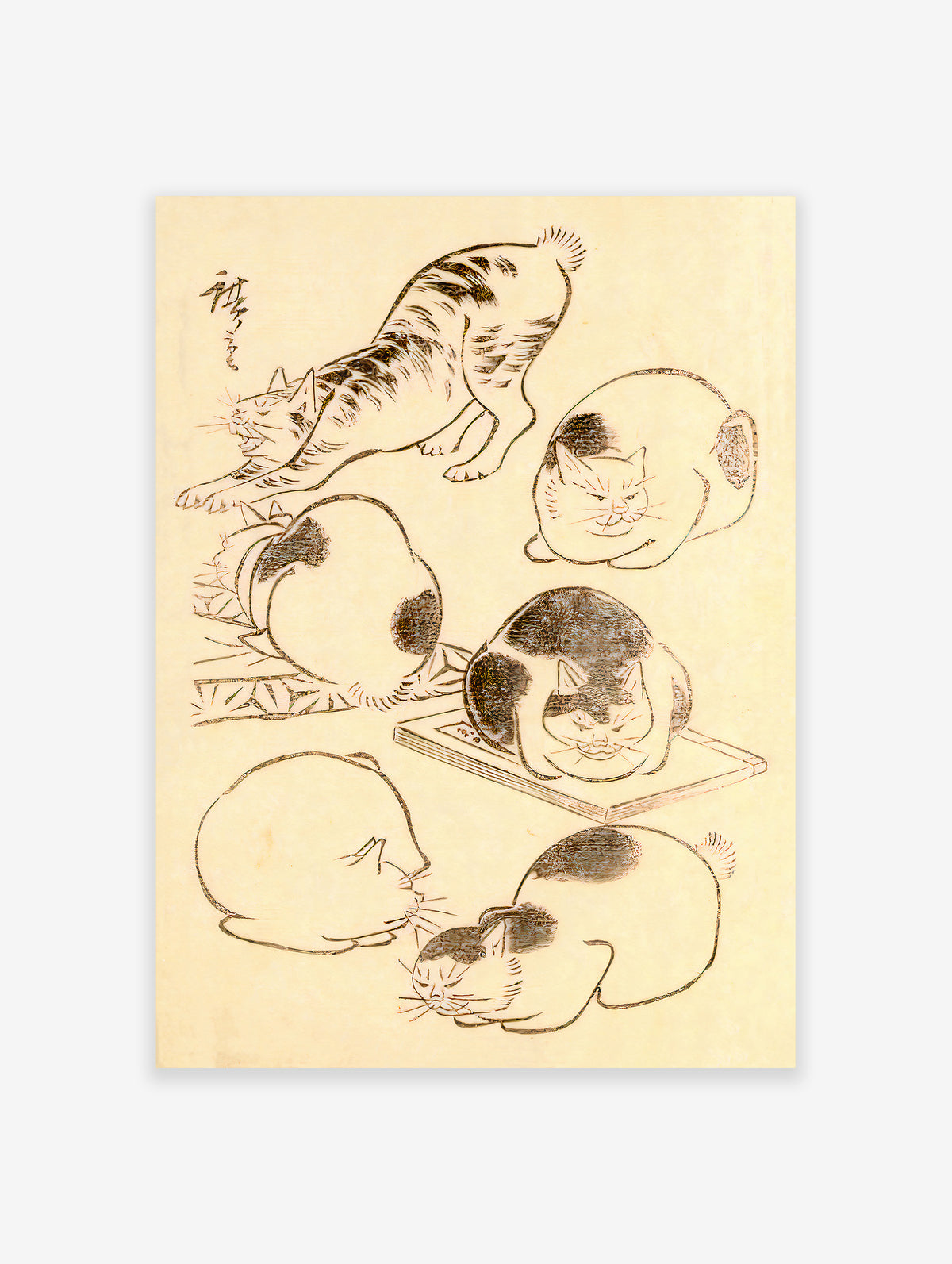 Vintage Japanese Cat Poster, Japanese Cat Print