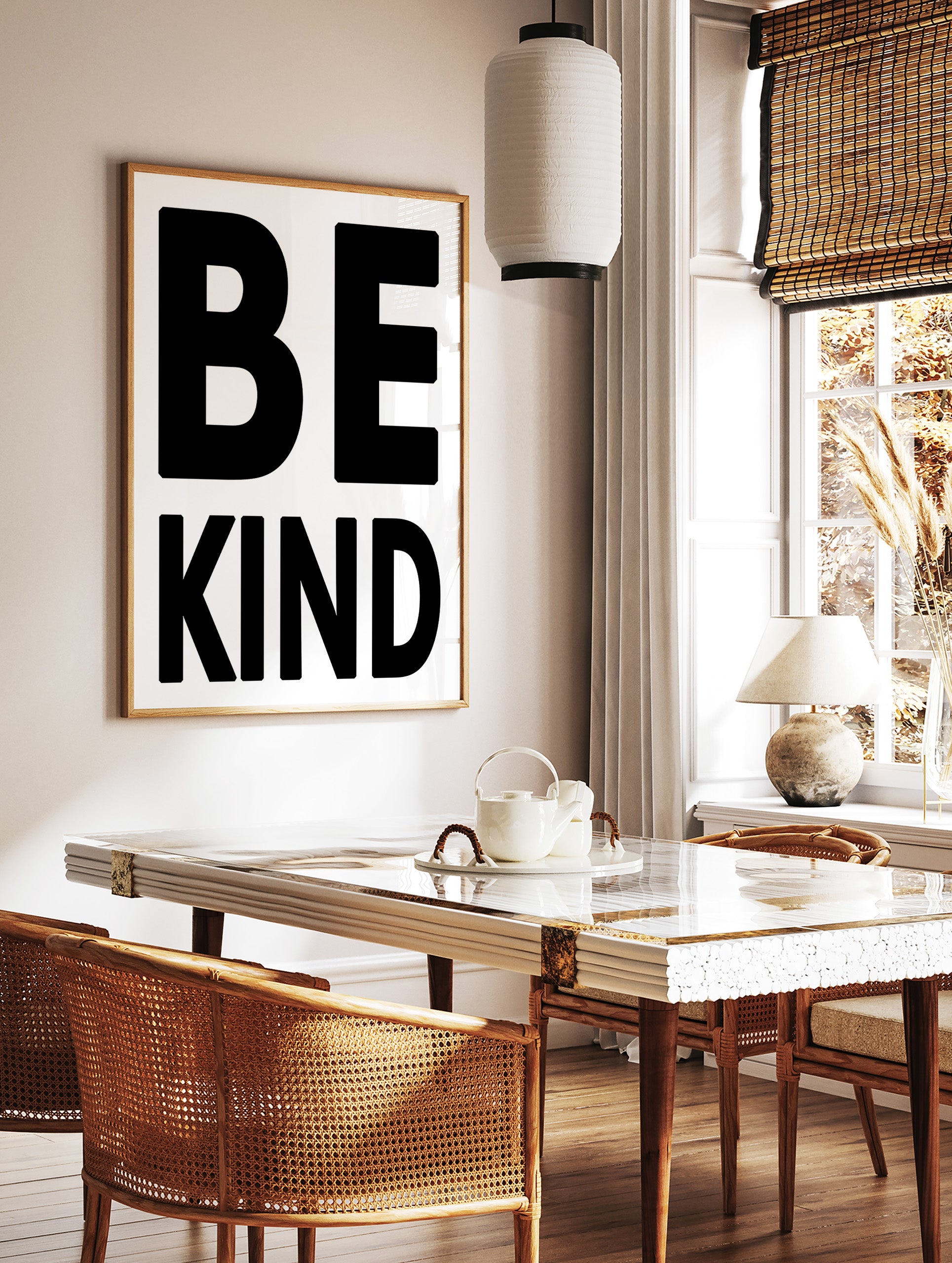 Be Kind Typography Poster, Black and White Quote Print