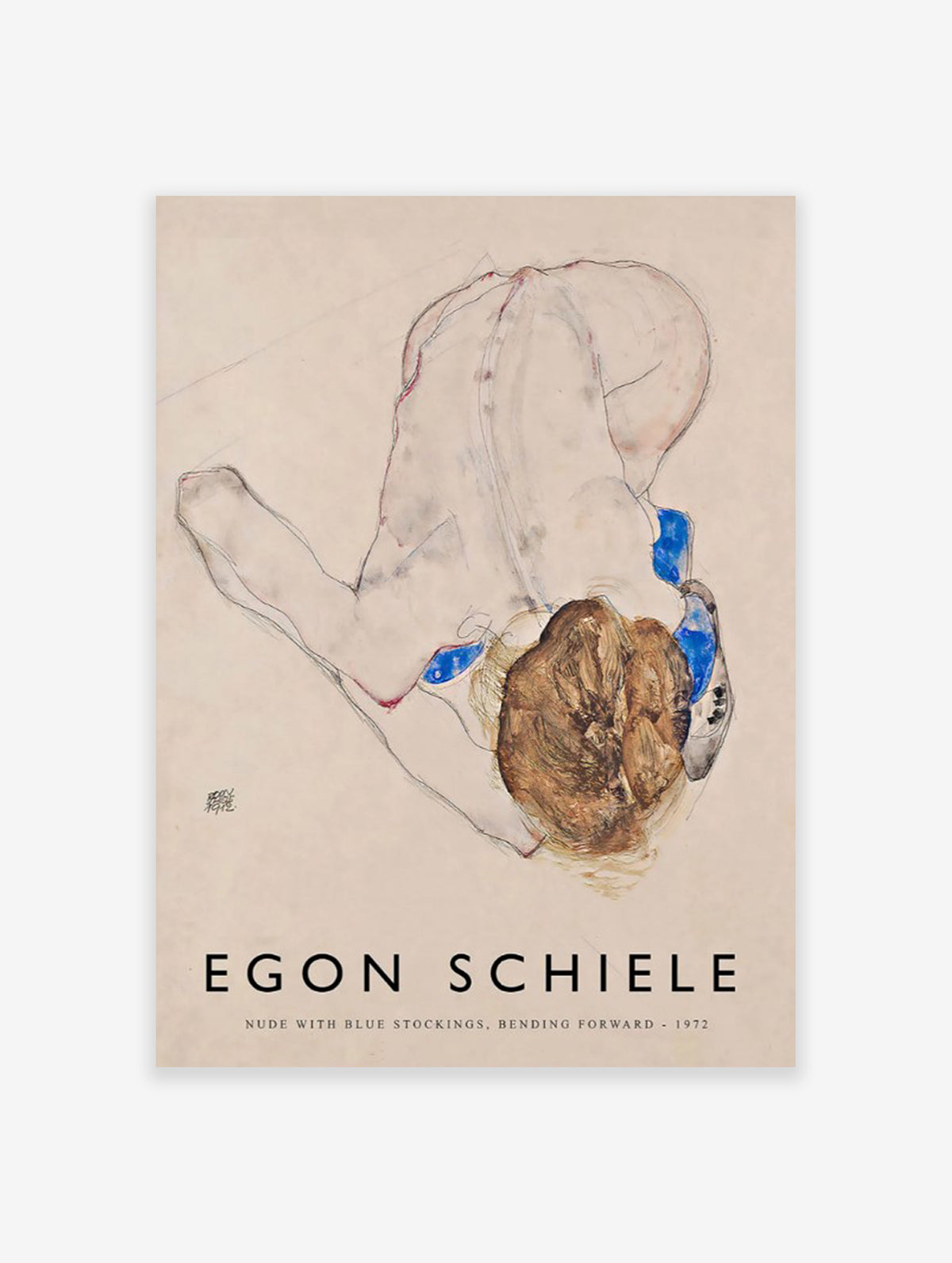 Nude with Blue Stockings Poster by Egon Schiele, Egon Schiele Print