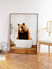 Bear in Bathtub Poster, Bear Print