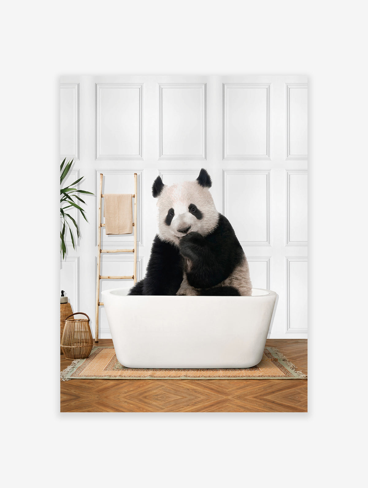 Panda in the Bathtub Poster, Panda Print