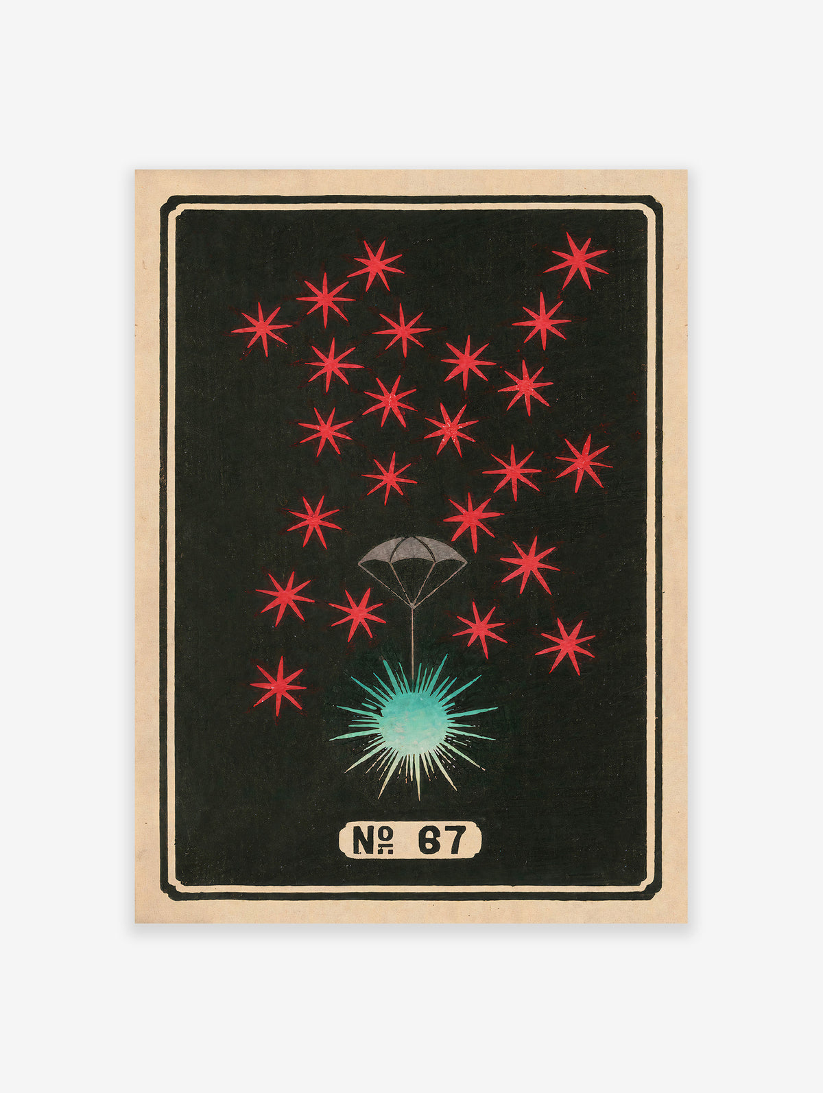 Vintage Japanese Firework Poster, Japanese Space Print