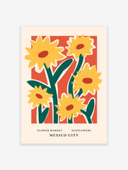 Flower Market Mexico Poster, Sunflower Print