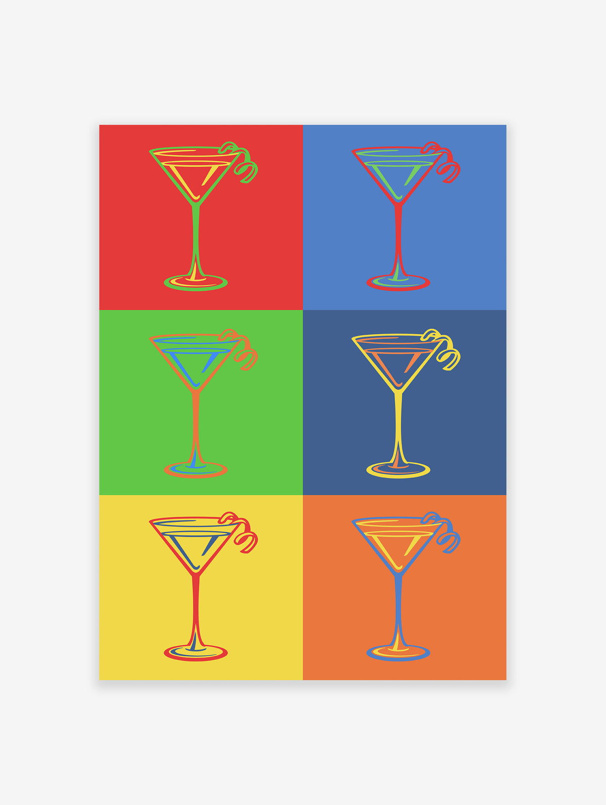 Cocktail Glasses Poster, Pop Art Cocktail Print